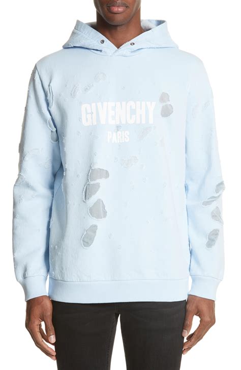 givenchy babyblau hoodie|Givenchy destroyed hoodie.